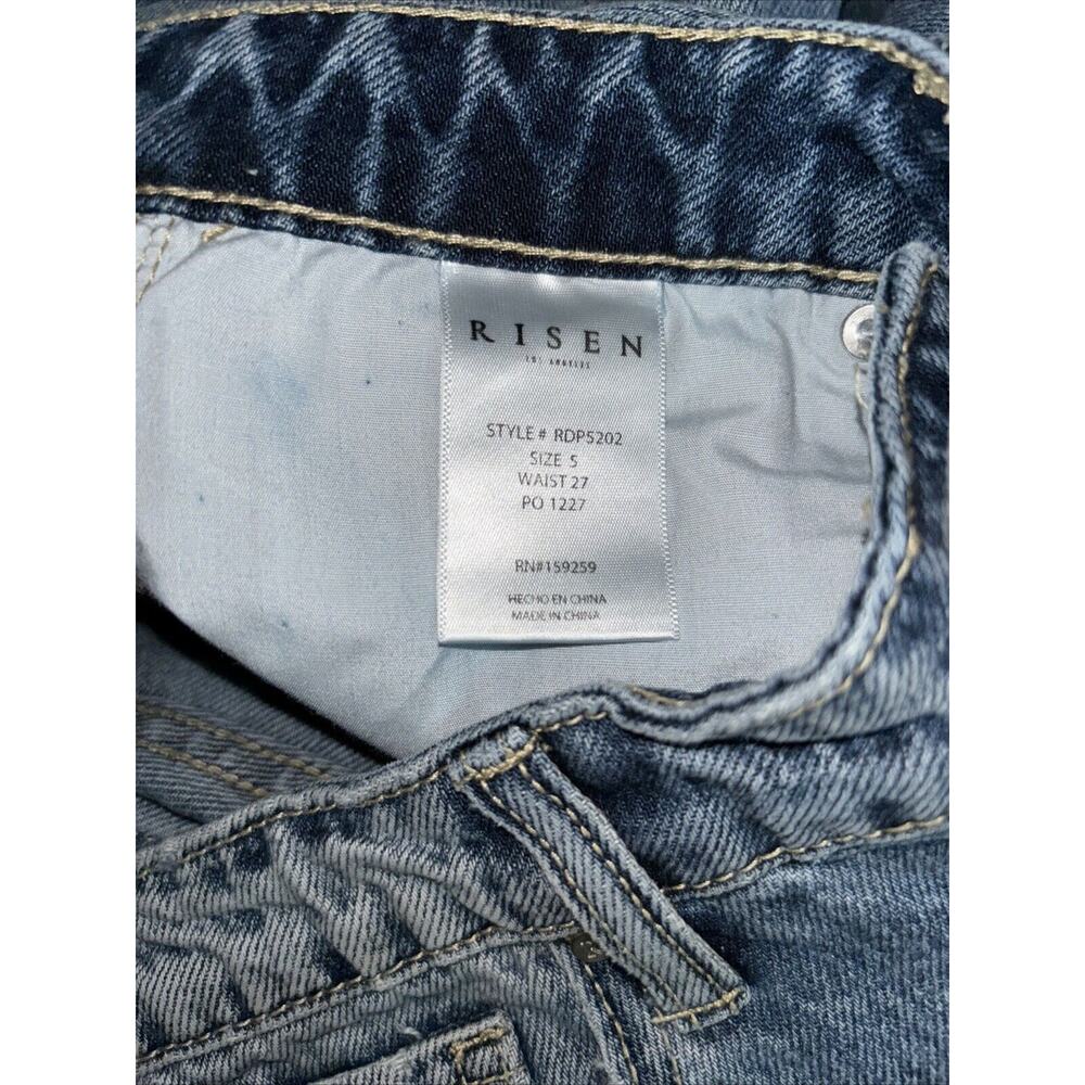 NWT Risen Cotton Blend Distressed High Rise Barrel Leg Jeans Size 5/27 - Picture 8 of 9